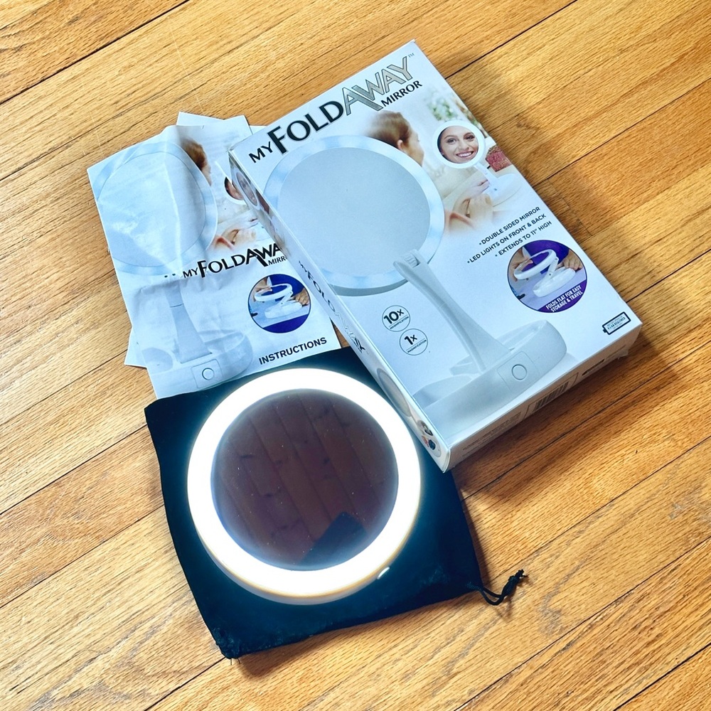 Travel Lighted Makeup Mirror with LED Light My Foldaway Handsfree